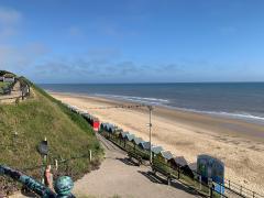 Looking down onto the beach at Mundesley, waiting for the bus to Sea Palling - we'll be back here later